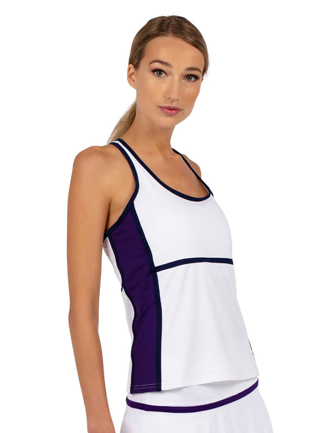 Ashley Racer Tank - White/Imperial/Ink Tops - inPhorm NYCWhite/Imperial/Ink