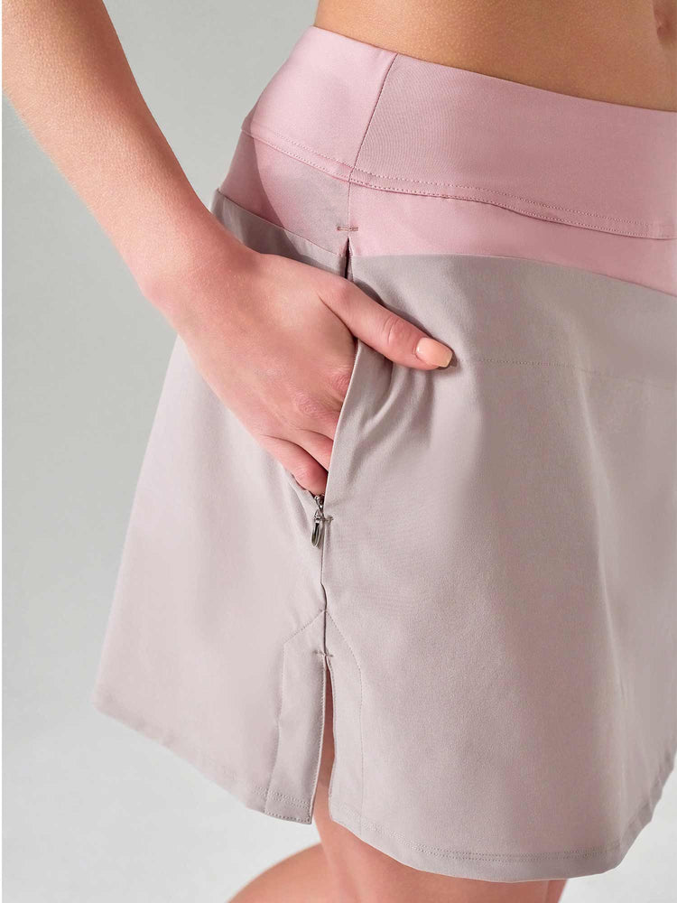 BAILA 15" Golf Skirt | Athletic Skort with Pockets | First Position Collection Skirts & Skorts - inPhorm NYCDUSTY PINK/LATTE