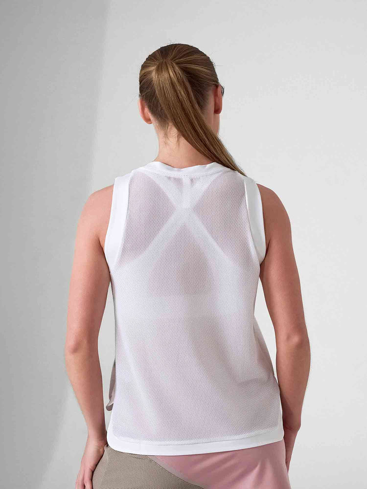 BAILA Mesh Tank Top | Technical Athletic Tank with High - Low Hem | First Position Collection - inPhorm NYCWhite