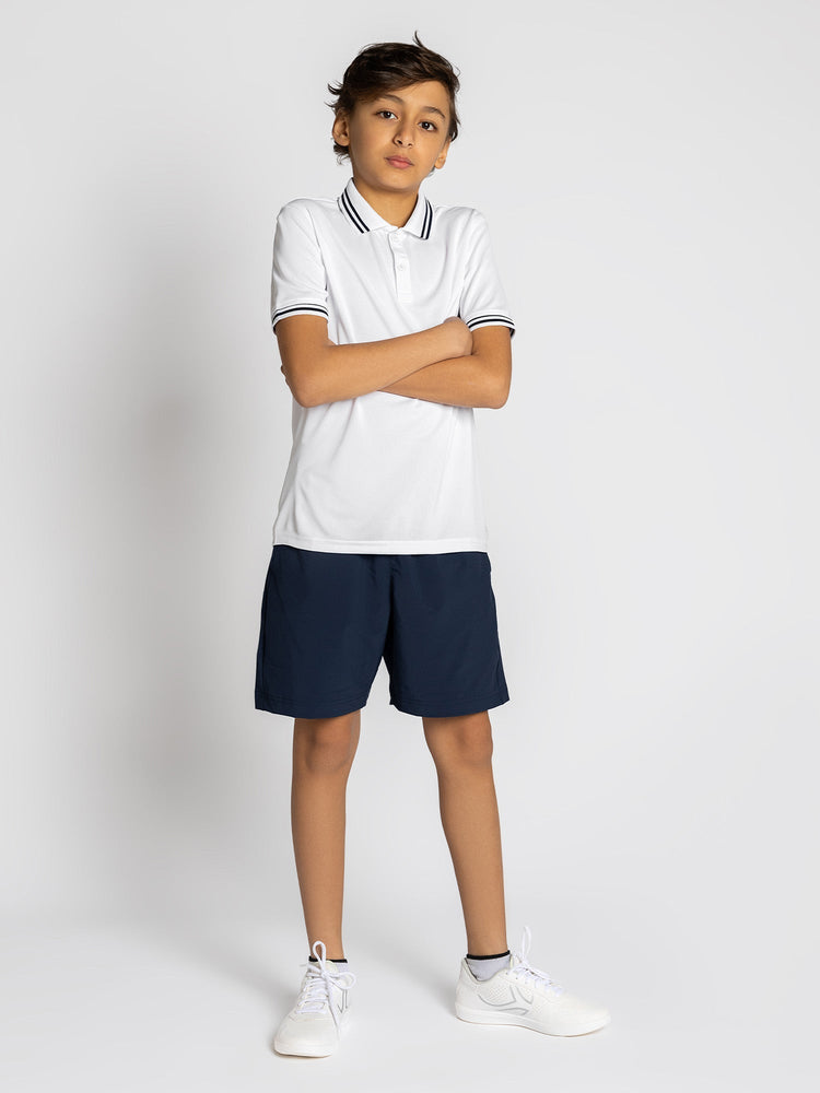 Boys Classic Rib Collar Polo - Whie/Midnight Kids - inPhorm NYCWhite/Midnight