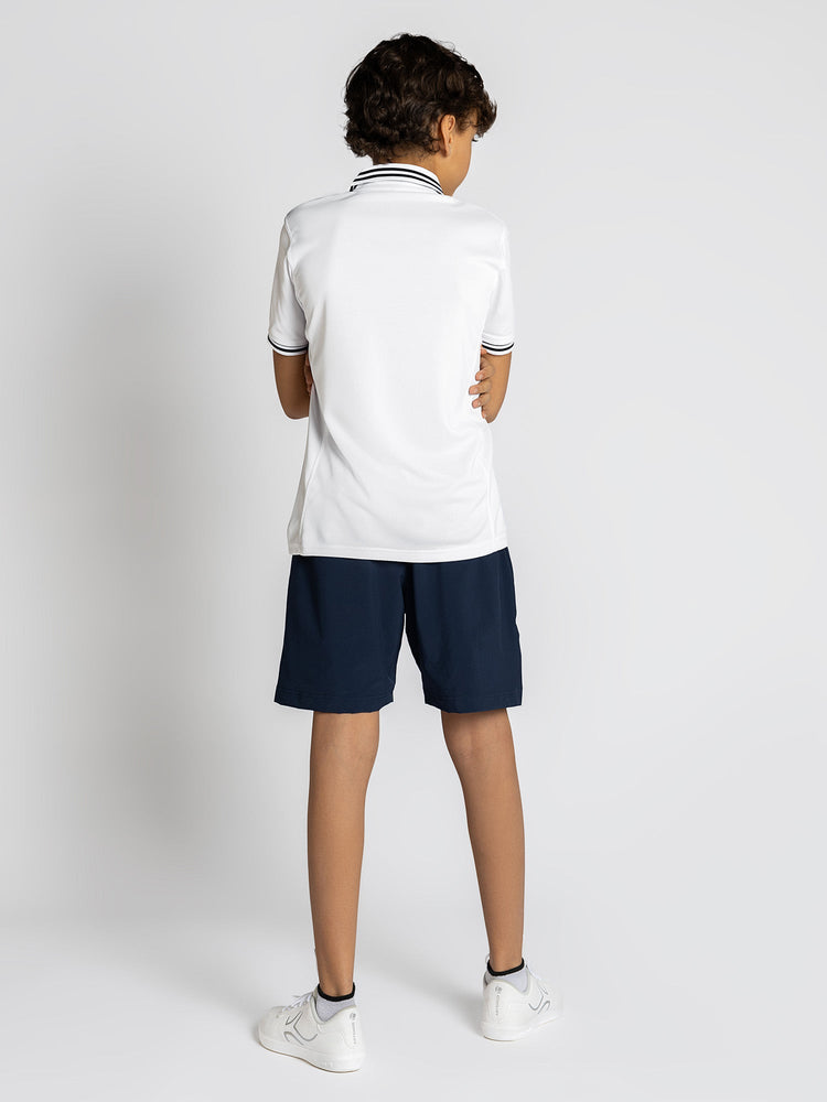 Boys Classic Rib Collar Polo - Whie/Midnight Kids - inPhorm NYCWhite/Midnight
