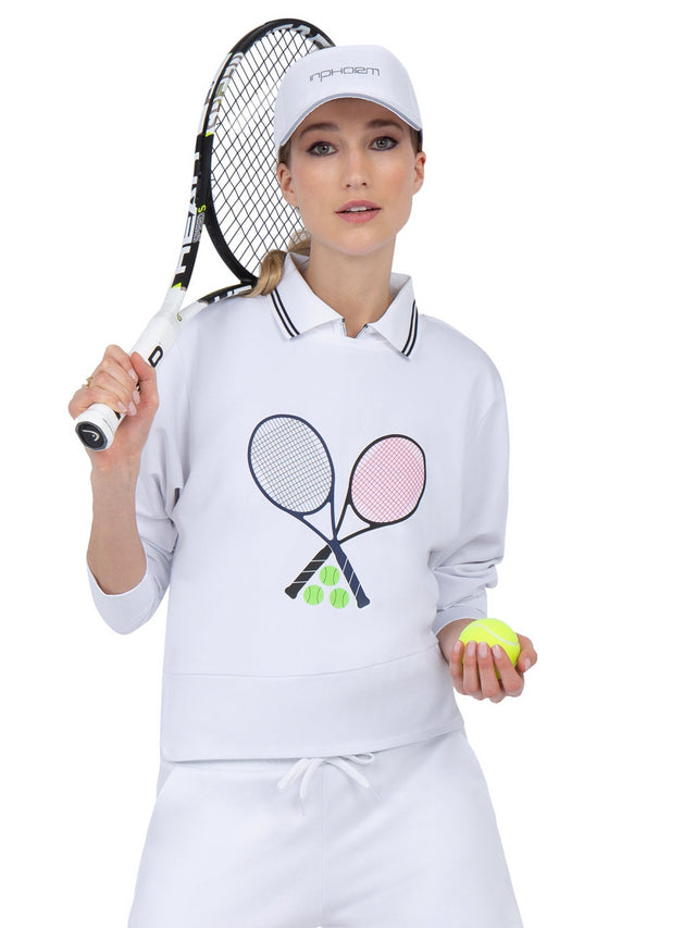 Camila Performance Sweatshirt - Tennis Print Tops - inPhorm NYCTennis Print