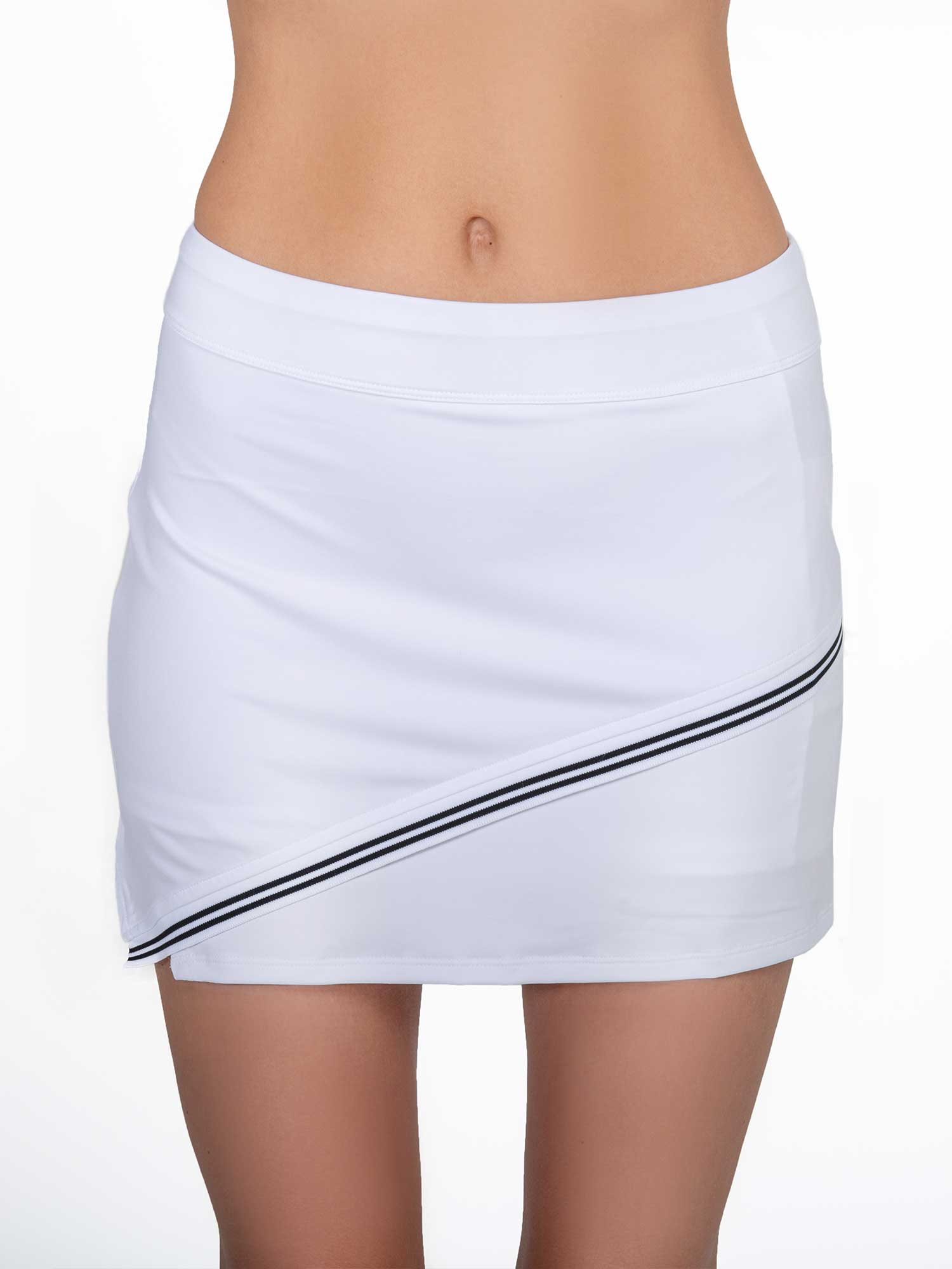 Chloe 15" Asymmetrical Skirt - White/Black Skirts & Skorts - inPhorm NYCWhite/Black