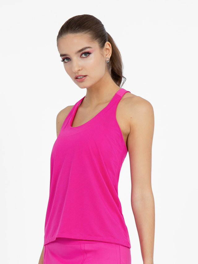 Double - Layered "T" Racer Back Camila Tank - Raspberry Pink Tops - inPhorm NYCRaspberry Pink