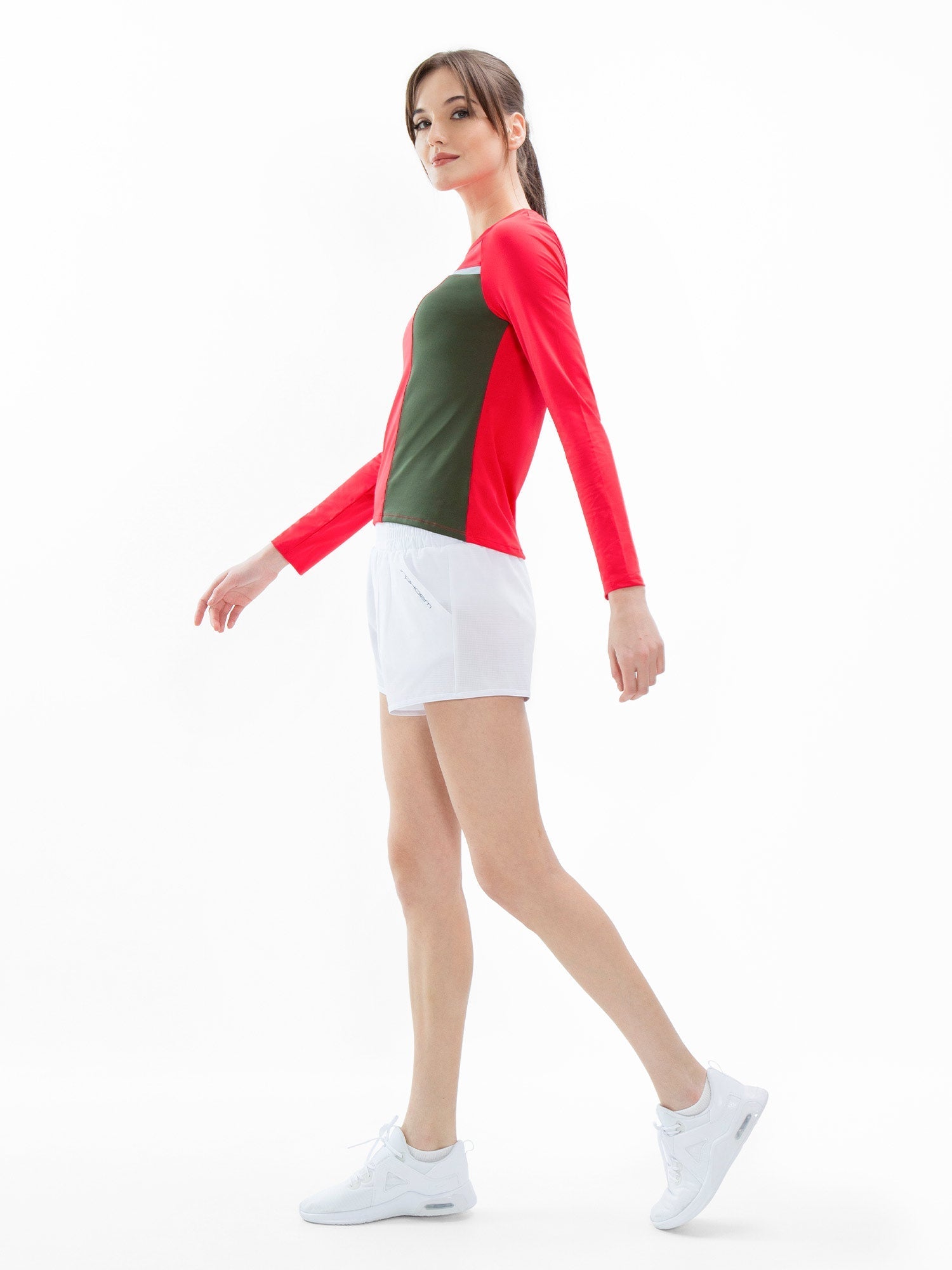 Eco - Active Crew - Poppy/Militare Combo Tops - inPhorm NYCPoppy/Militaire Combo