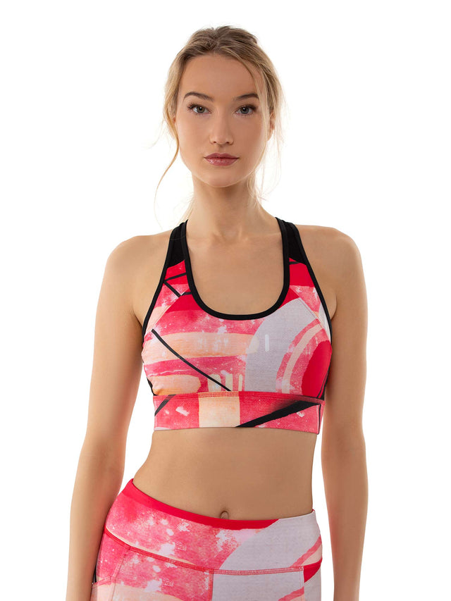 ELLE High - Impact Compression Sports Bra Bras - inPhorm NYCRETRO RED BLACK