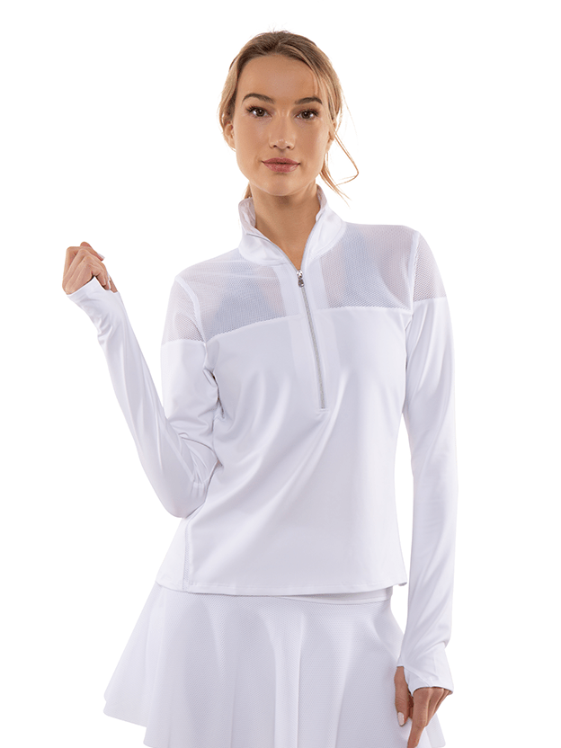 EVA PERFORMANCE HALF ZIP Tops - inPhorm NYCWhite