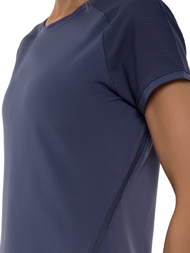 Eva Short Sleeve Crew Neck Tops - inPhorm NYCSHADOW BLUE