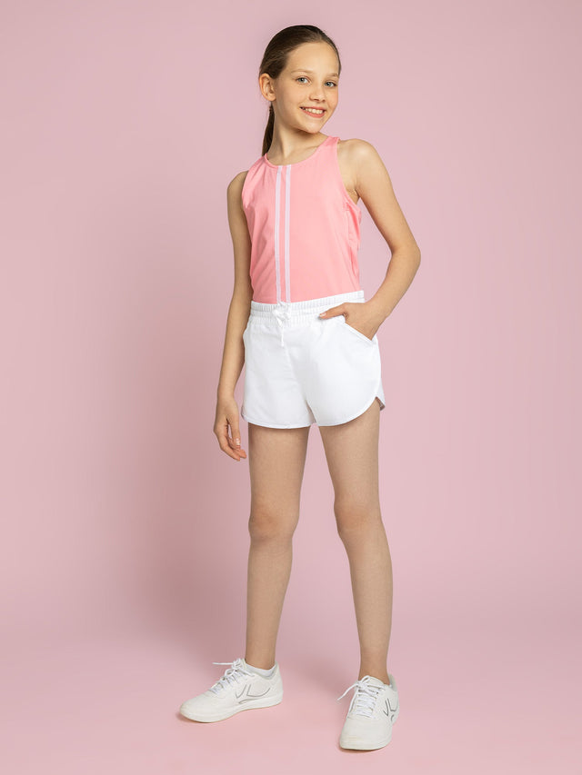 Girls Double Layer Shorts - White Kids - inPhorm NYCWhite
