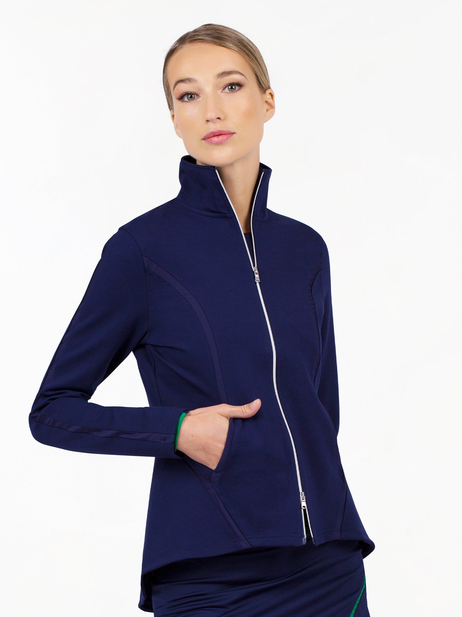 Harlow Knit Jacket - Ink Jackets & Outerwear - inPhorm NYCInk Blue