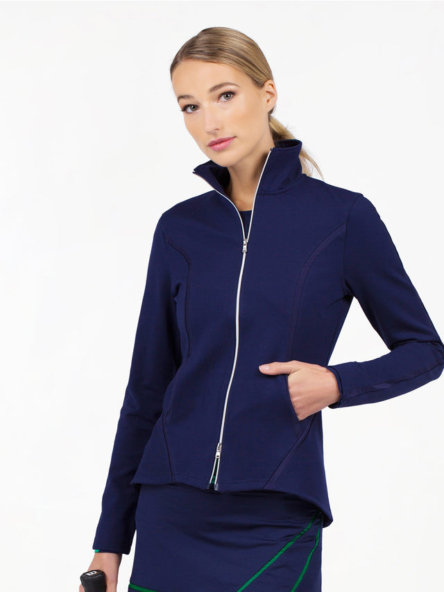 Harlow Knit Jacket - Ink Jackets & Outerwear - inPhorm NYCInk Blue