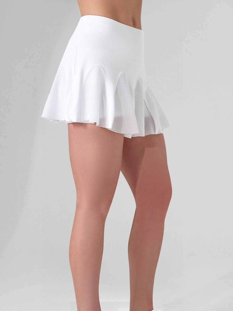 MAI FLOUNCE SKIRT | Performance Tennis & Pickleball Skirt with Compression Shorts Skirts & Skorts - inPhorm NYCWhite