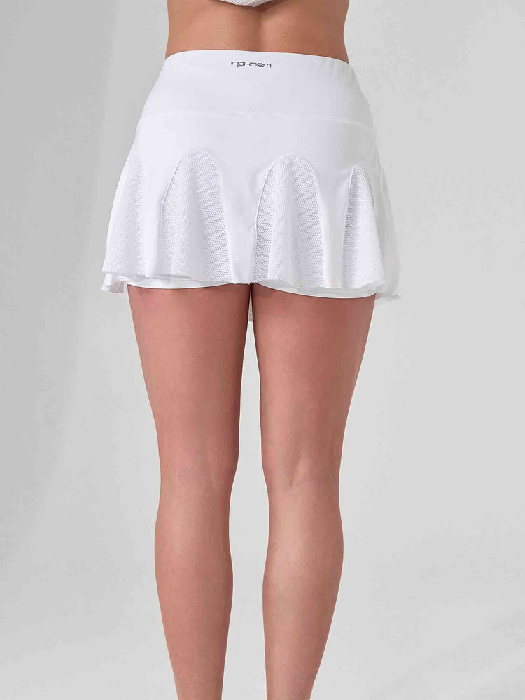 MAI FLOUNCE SKIRT | Performance Tennis & Pickleball Skirt with Compression Shorts Skirts & Skorts - inPhorm NYCWhite