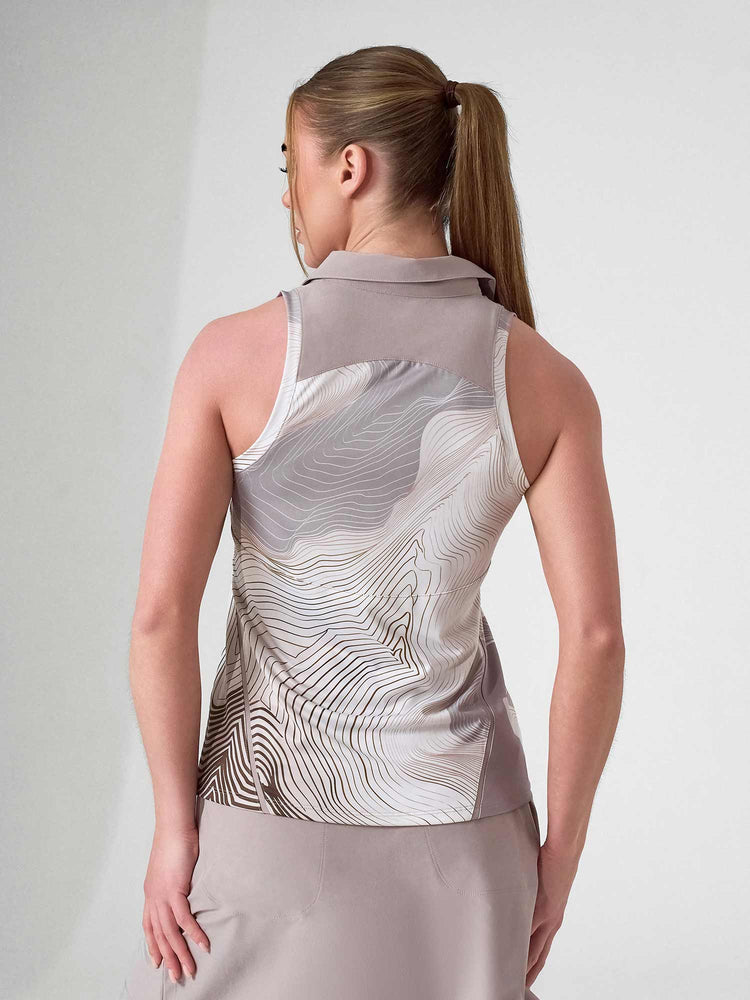 MAI Sleeveless Polo | Fitted Athletic Tank with Racer Back | First Position Collection Tops - inPhorm NYCLATTE PRINT