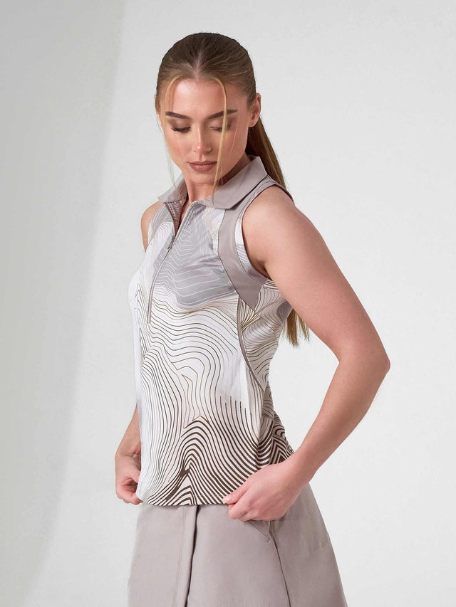 MAI Sleeveless Polo | Fitted Athletic Tank with Racer Back | First Position Collection Tops - inPhorm NYCLATTE PRINT