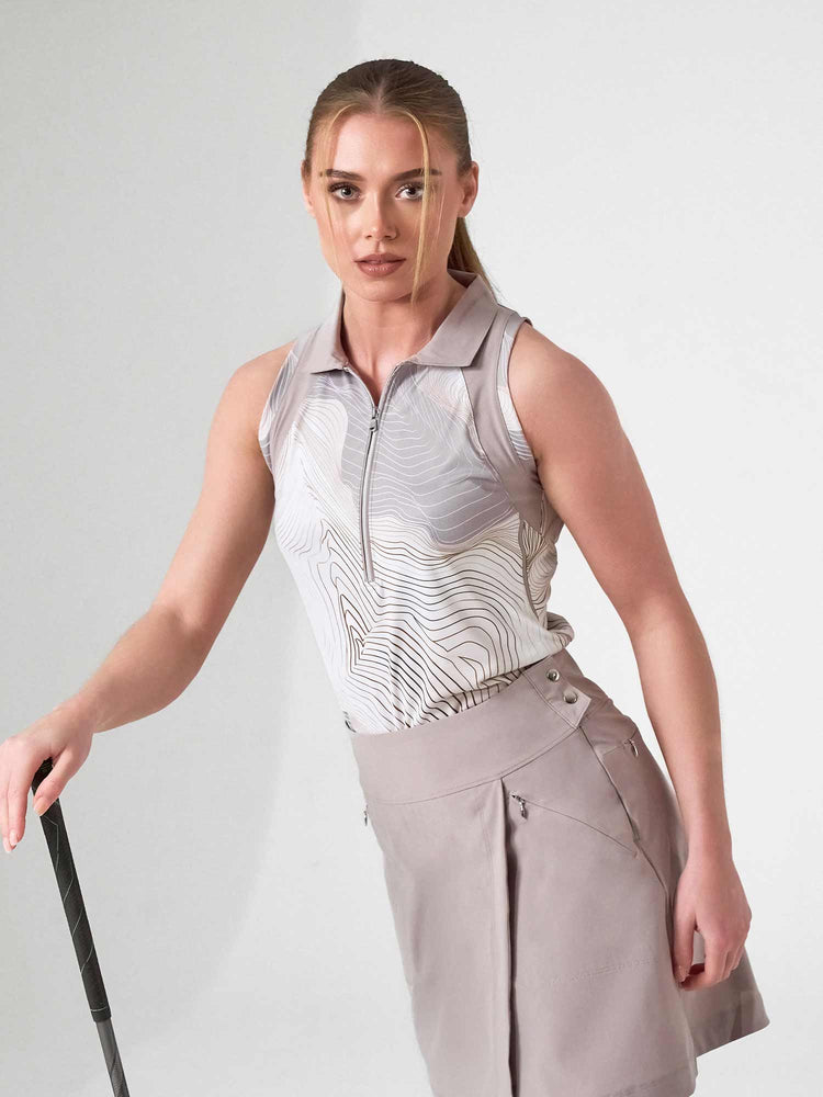 MAI Sleeveless Polo | Fitted Athletic Tank with Racer Back | First Position Collection Tops - inPhorm NYCLATTE PRINT