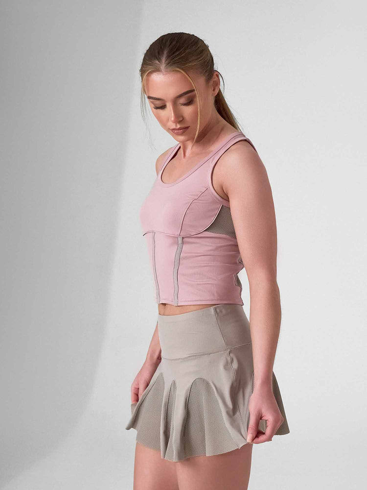 MAI TANK | Recycled Performance Crop Top with Mesh Back Tops - inPhorm NYCDUSTY PINK/LATTE