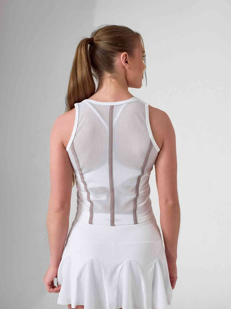 MAI TANK | Recycled Performance Crop Top with Mesh Back Tops - inPhorm NYCWHITE/LATTE
