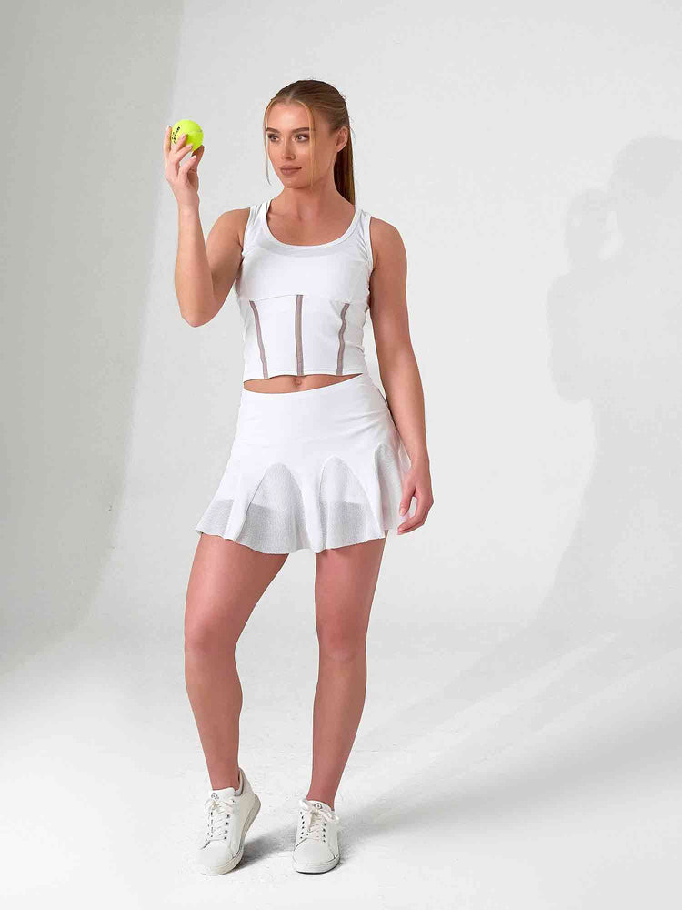 MAI TANK | Recycled Performance Crop Top with Mesh Back Tops - inPhorm NYCWHITE/LATTE