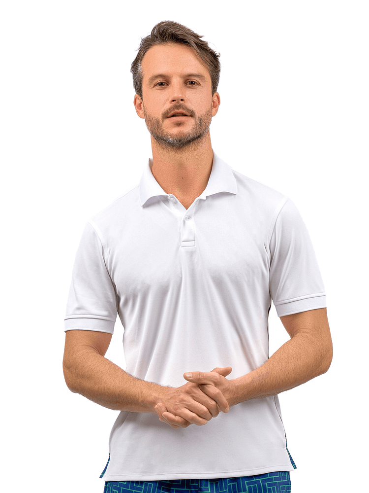 Men's Spin Polo shirt - Performance Shirt for Tennis & Golf. Men - inPhorm NYCWhite/Ink/Tessel