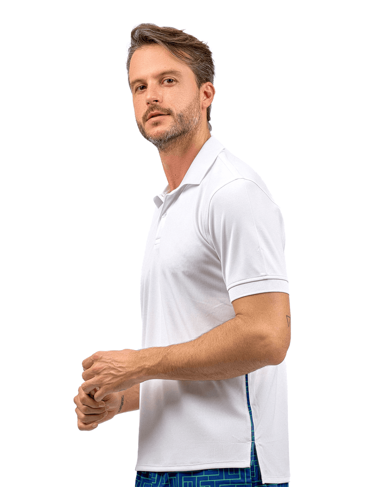 Men's Spin Polo shirt - Performance Shirt for Tennis & Golf. Men - inPhorm NYCWhite/Ink/Tessel