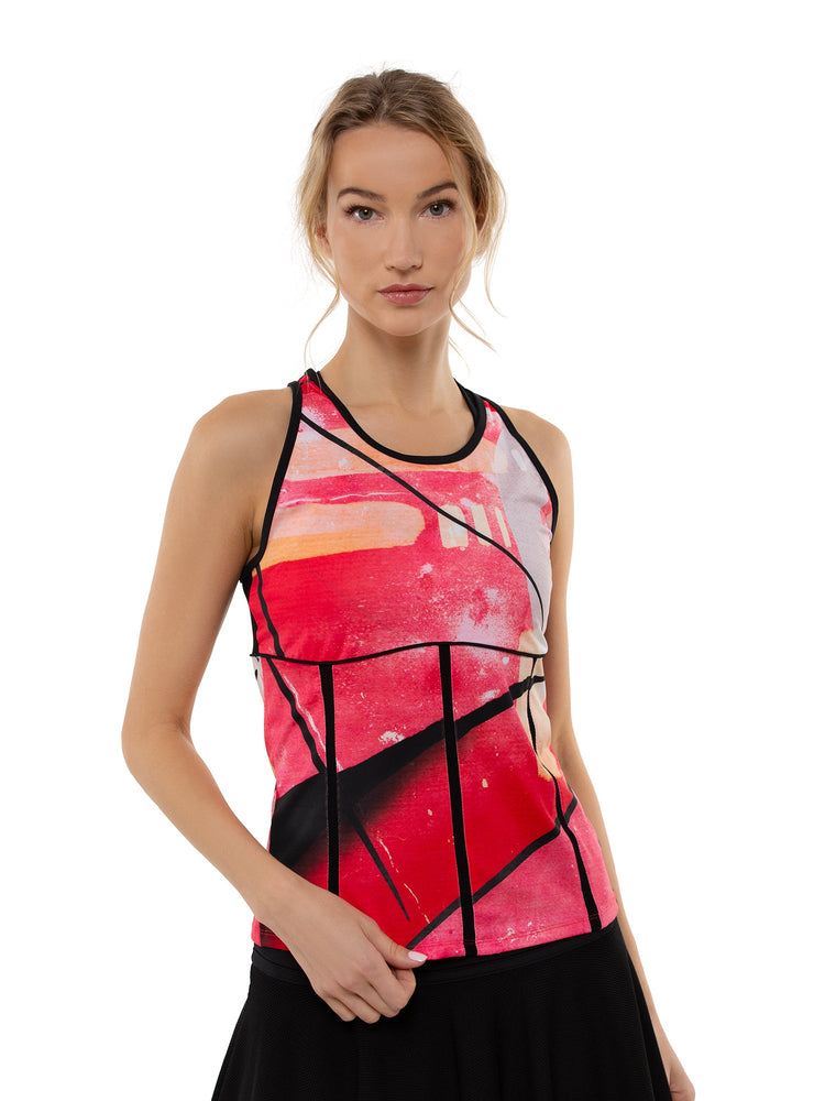 New Mai Relaxed Fit Performance Tank Tops - inPhorm NYCRETRO RED BLACK