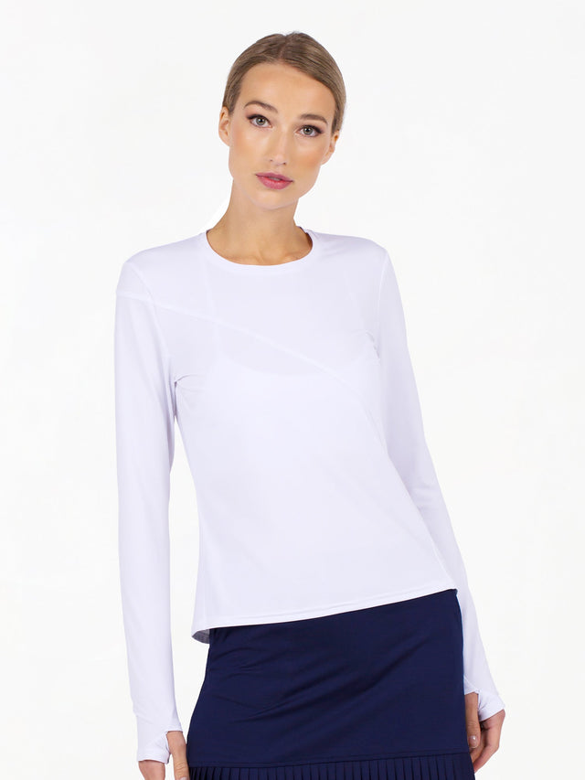 Parker Long Sleeve Crew Neck Top - White Tops - inPhorm NYCWhite