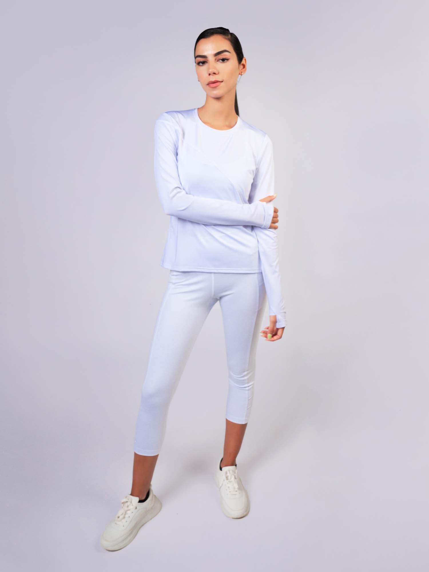 Parker Long Sleeve Crew Neck Top - White Tops - inPhorm NYCWhite