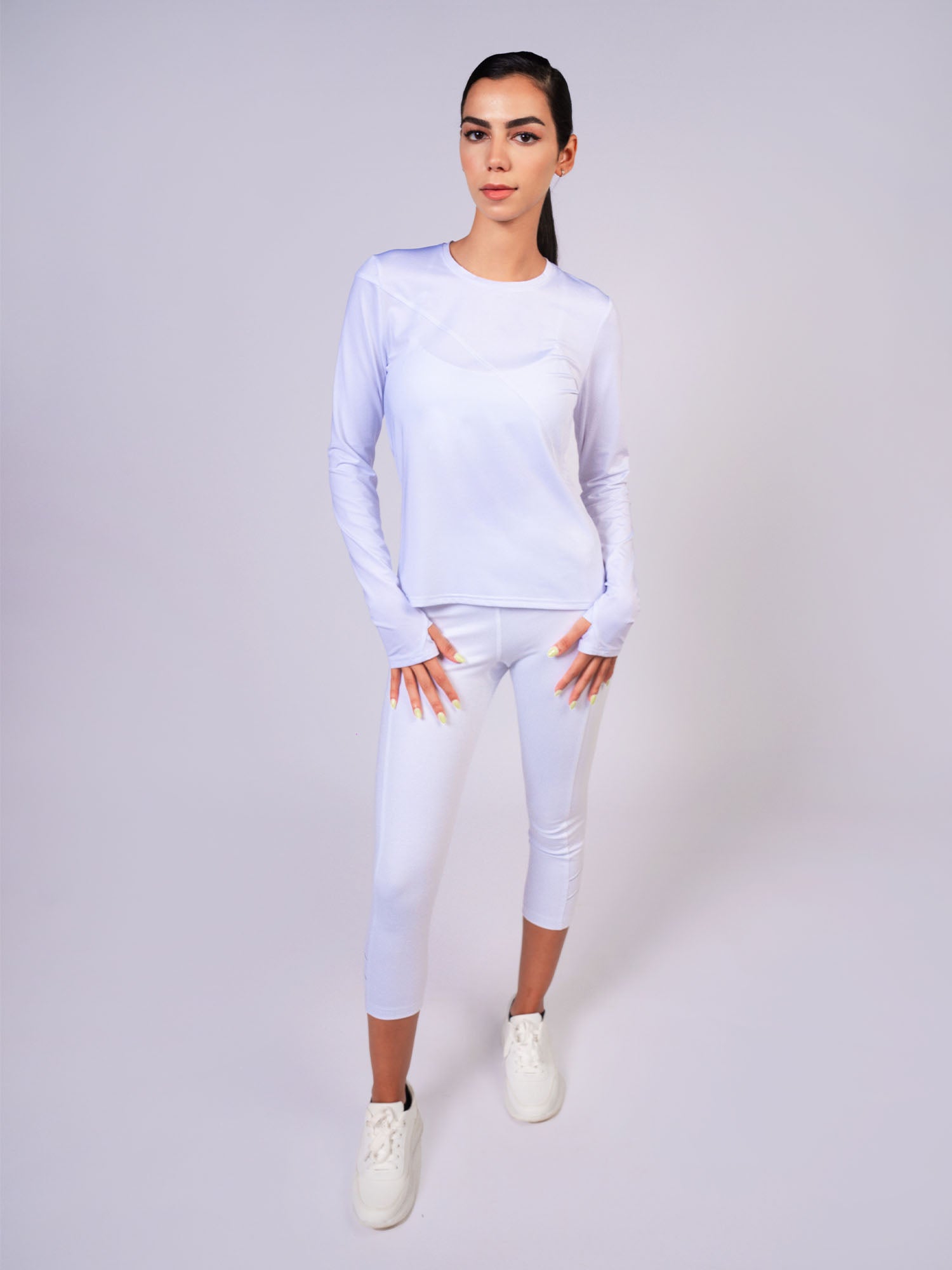 Parker Long Sleeve Crew Neck Top - White Tops - inPhorm NYCWhite