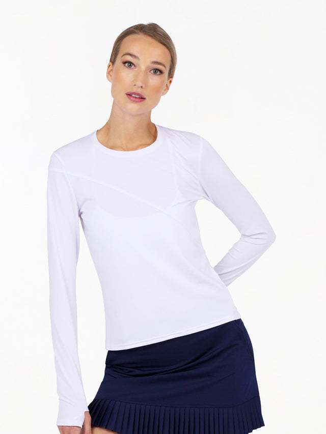 Parker Long Sleeve Crew Neck Top - White Tops - inPhorm NYCWhite