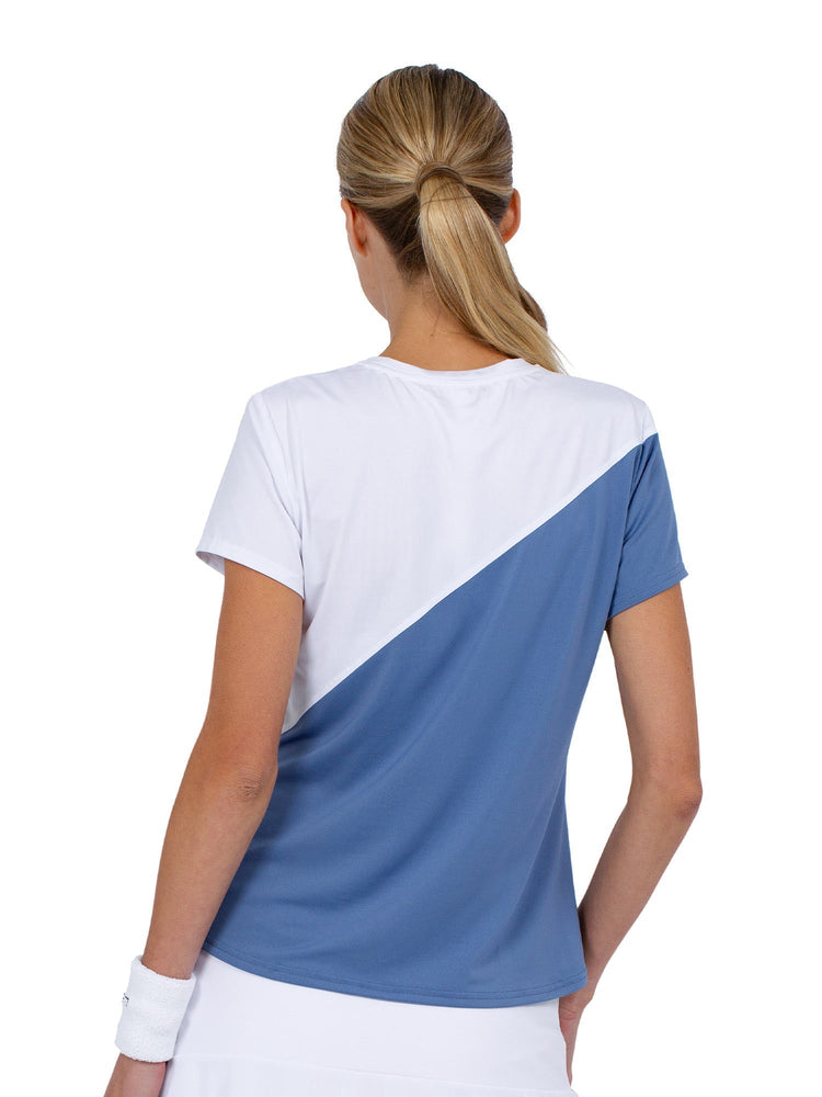 Parker Short Sleeve Crew Neck Top - Palladian/White Tops - inPhorm NYCPalladian/White