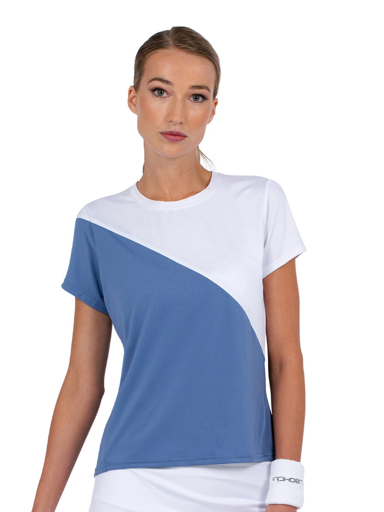 Parker Short Sleeve Crew Neck Top - Palladian/White Tops - inPhorm NYCPalladian/White