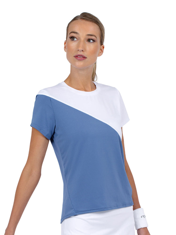 Parker Short Sleeve Crew Neck Top - Palladian/White Tops - inPhorm NYCPalladian/White