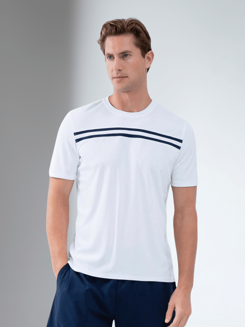 Performance Men's Tournament Short Sleeve Crew Neck - White/Midnight Men - inPhorm NYCWhite/Midnight