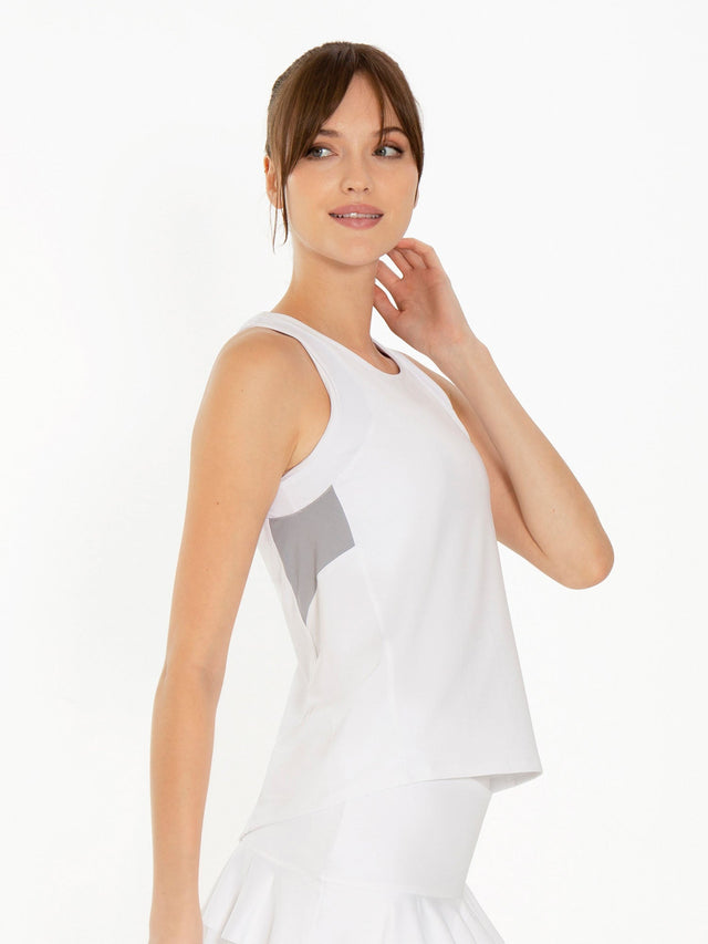 Phoebe Tennis & Active Tank - White/Pearl Tops - inPhorm NYCWhite/Pearl