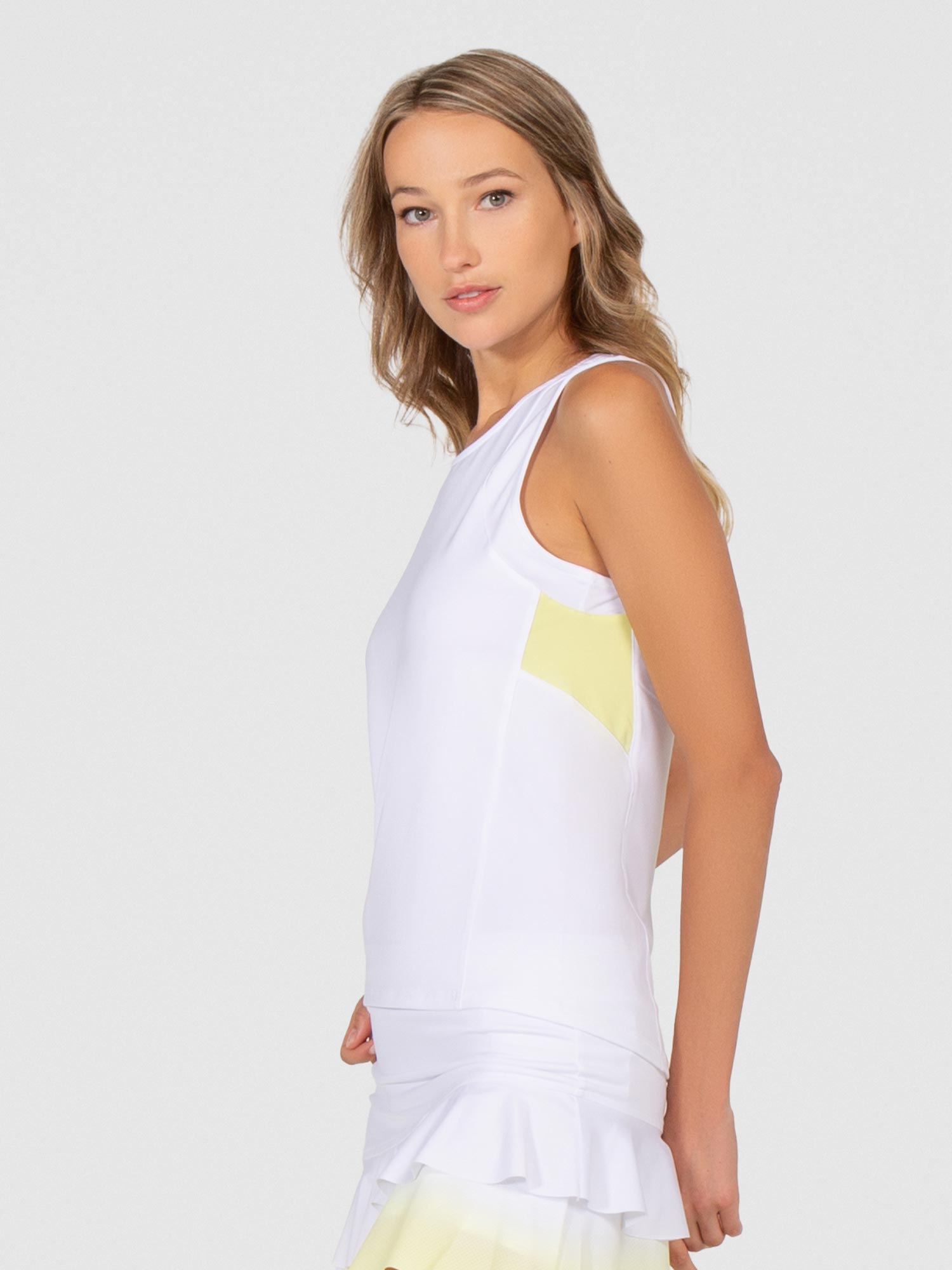 Phoebe Tennis & Active Tank - White/Zest Tops - inPhorm NYCWhite/Zest