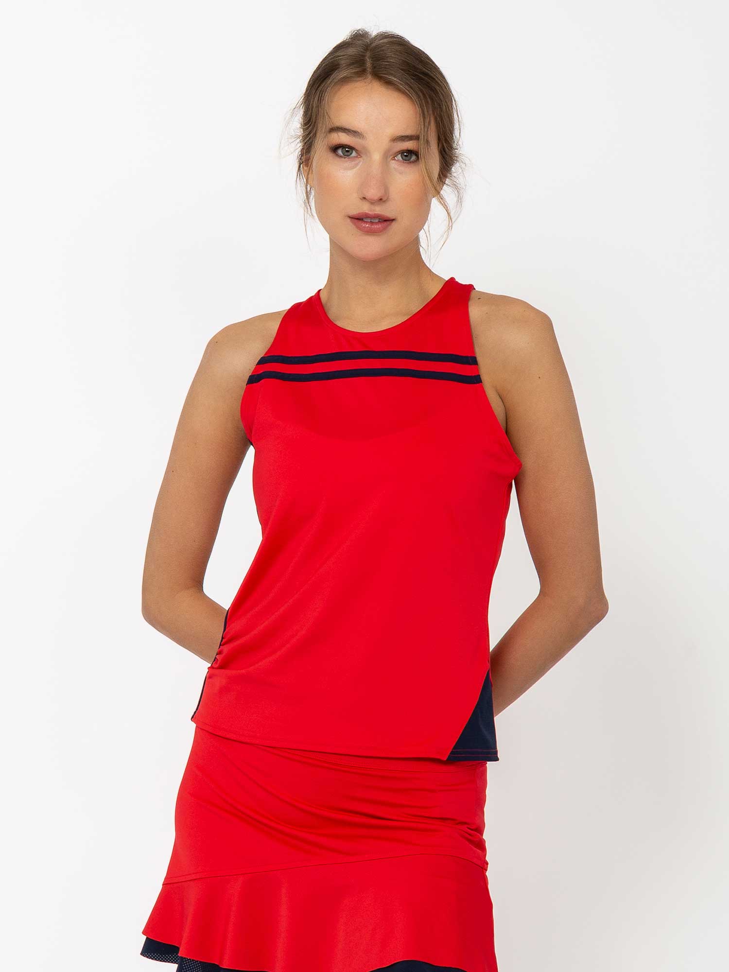 Riley Active Tank - Poppy/Midnight Tops - inPhorm NYCPoppy/Midnight