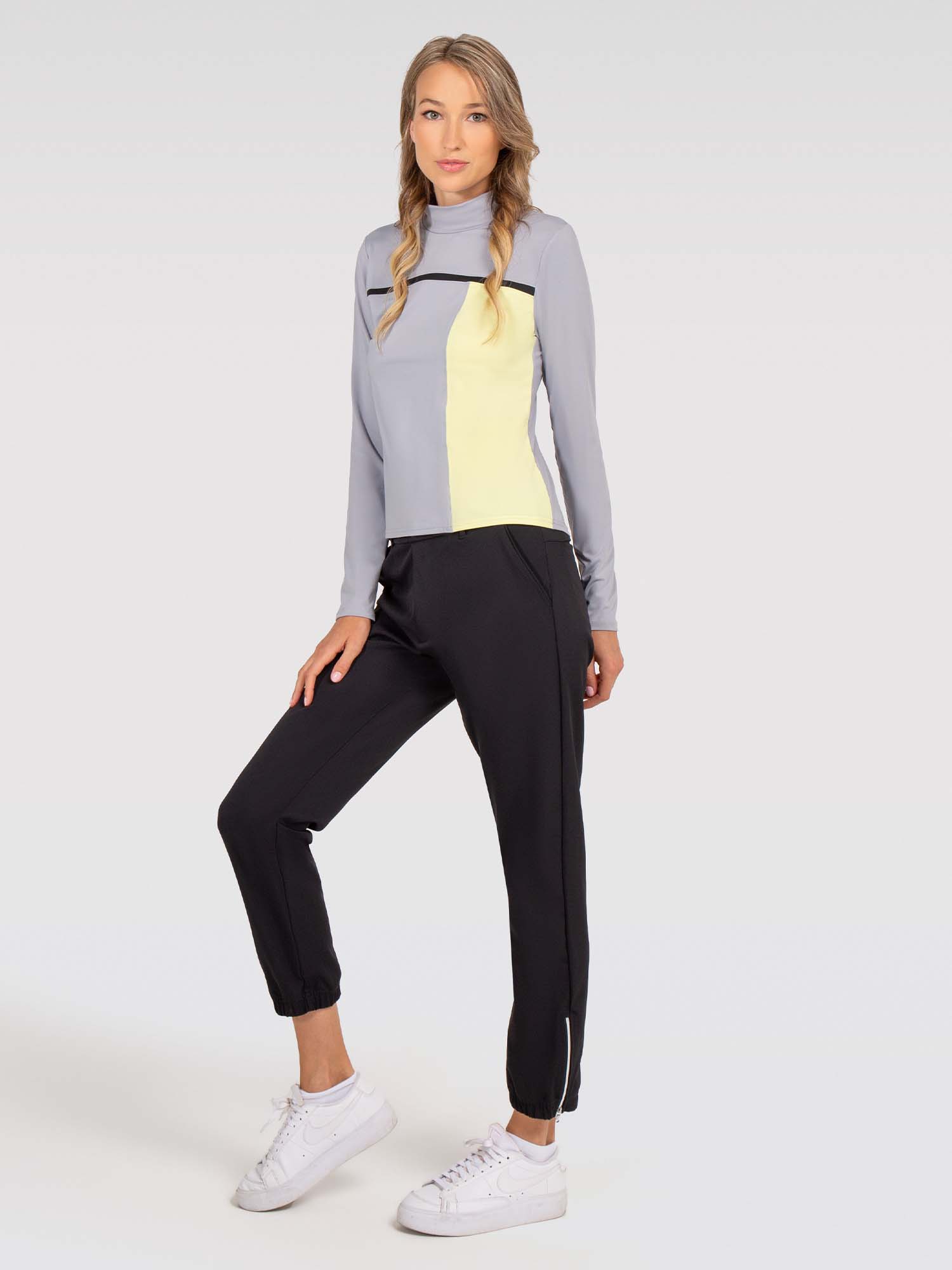 Riley Performance Mock Neck - Deep Pearl Combo Tops - inPhorm NYCDeep Pearl Combo