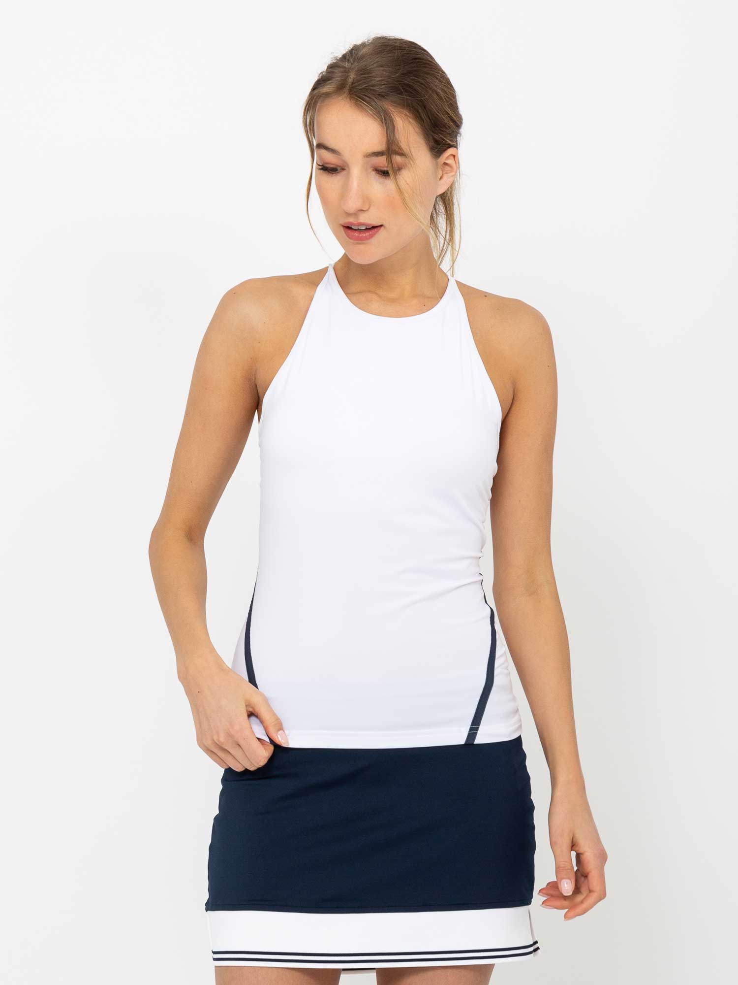 Spin Active Tennis Tank - White/Midnight Tops - inPhorm NYCWhite/Midnight