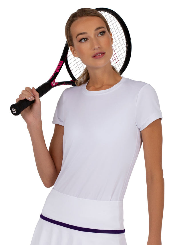 Sustainable Harper Short Sleeve Crew Neck - White Tops - inPhorm NYCWhite