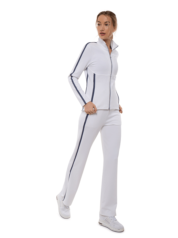 Zoe Performance Knit Jacket Jackets & Outerwear - inPhorm NYCWHITE/SHADOW BLUE