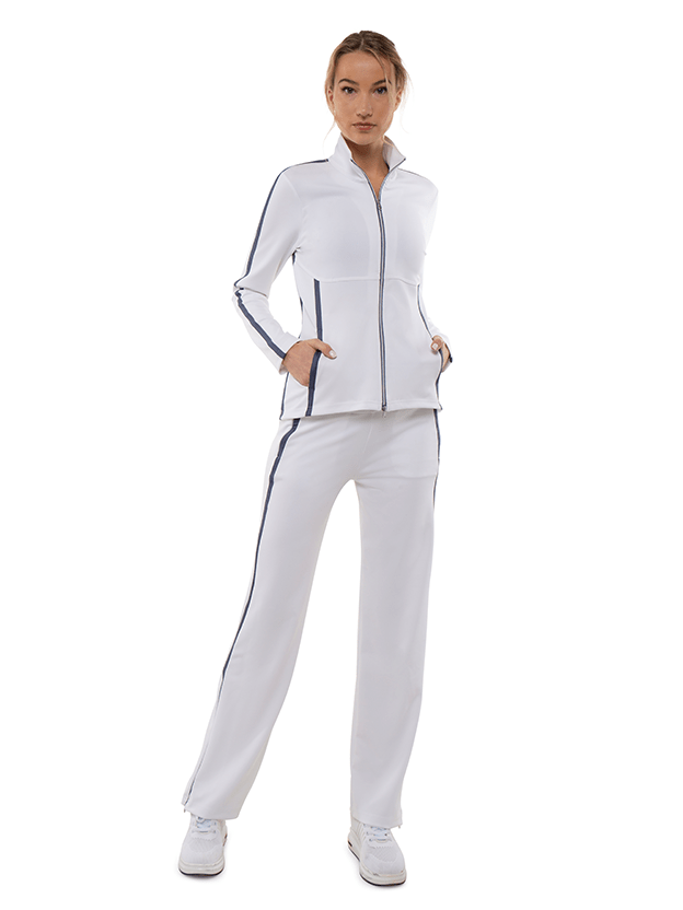 Zoe Performance Knit Pants Pants - inPhorm NYCWHITE/SHADOW BLUE