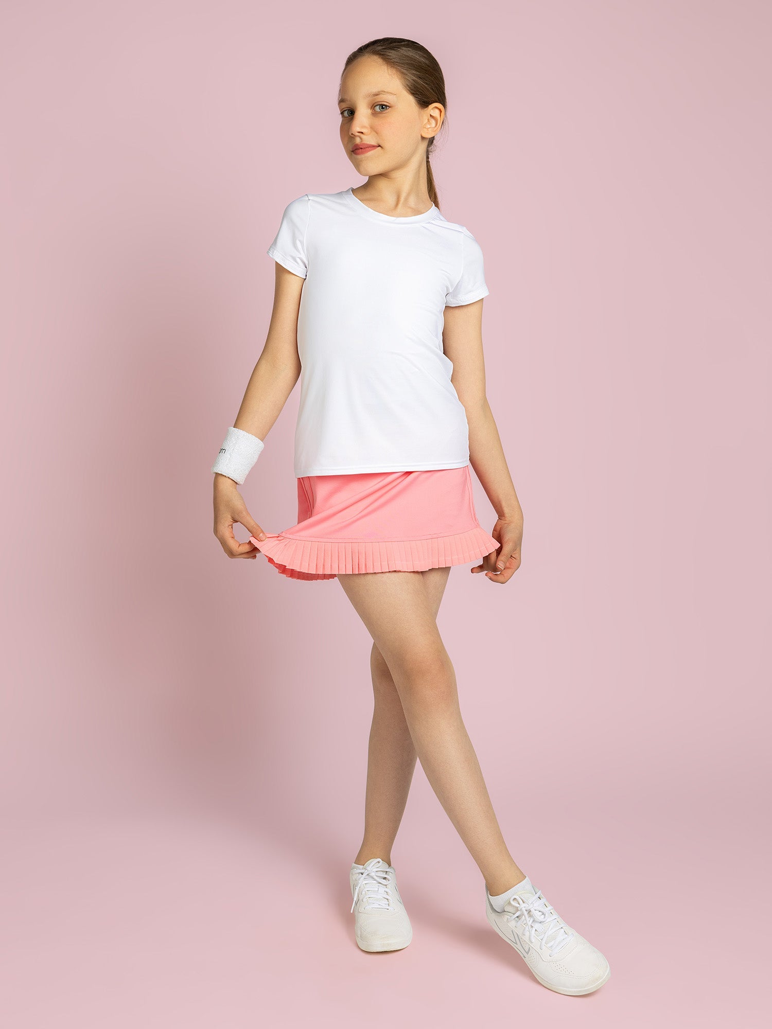 Girls Classic Tennis Pleated Skirt - Plumeria