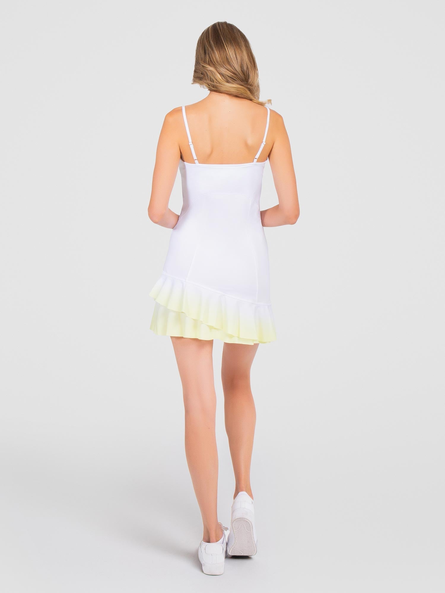 Pearl Adjustable Strap Tennis Dress - White/Zest Ombre