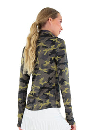 Performance Half Zip High Collar Long Sleeve With Camo Print