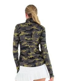 Performance Half Zip High Collar Long Sleeve With Camo Print