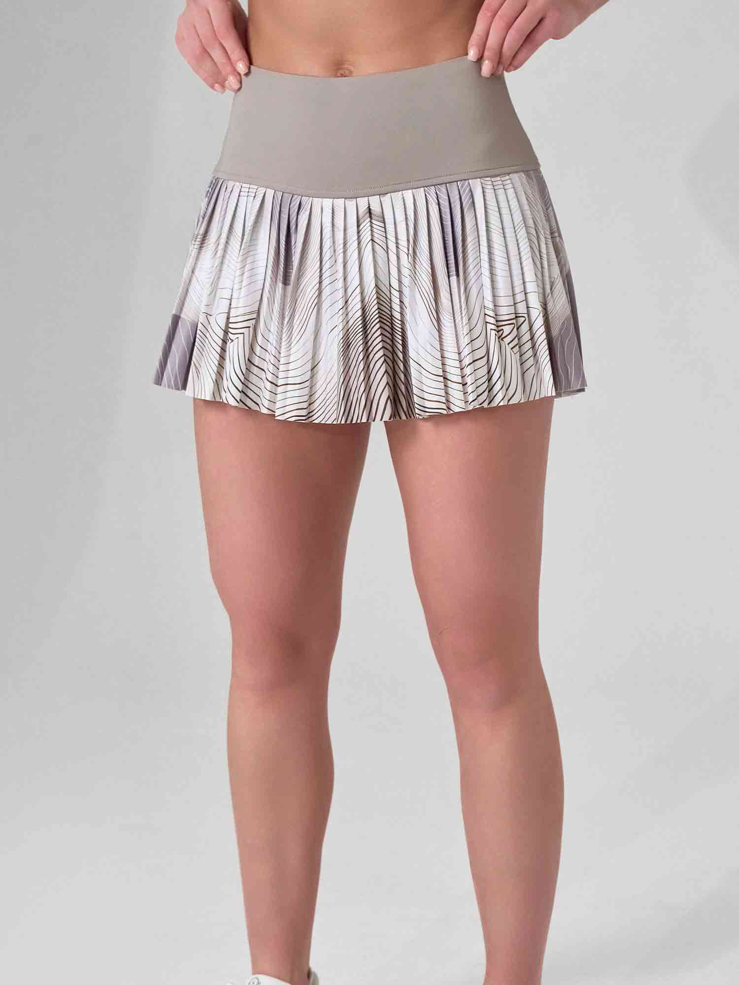 HARPER PLEATED SKIRT | Latte Print Tennis & Pickleball Performance Skirt with Pockets