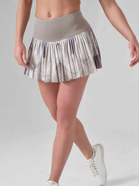 HARPER PLEATED SKIRT | Latte Print Tennis & Pickleball Performance Skirt with Pockets