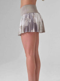 HARPER PLEATED SKIRT | Latte Print Tennis & Pickleball Performance Skirt with Pockets