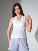 Baila V Neck Tank - Technical Athletic Tank with High - Low Hem Tops - inPhorm NYCWhite